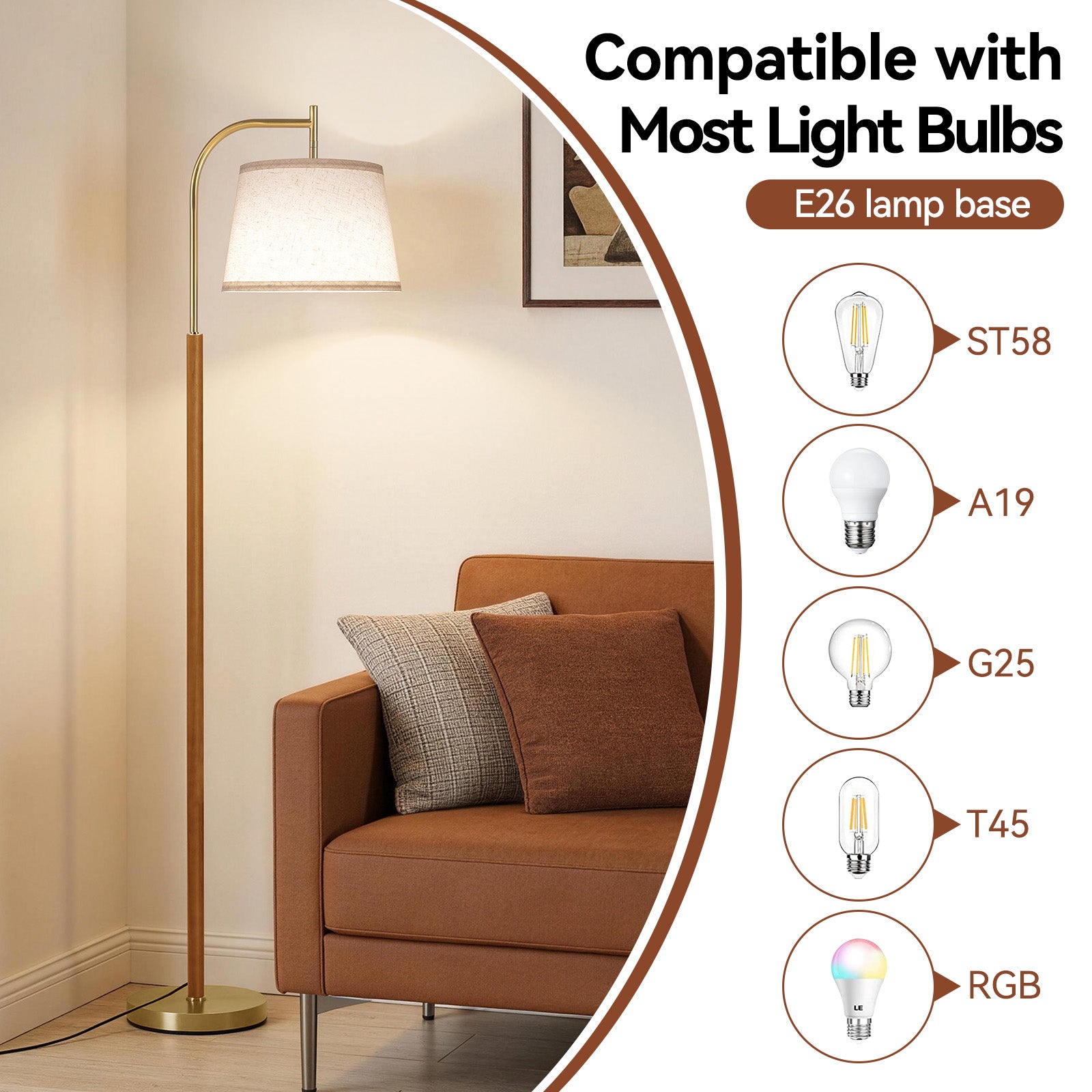 SUNMORY Wood Floor Lamp for Living Room