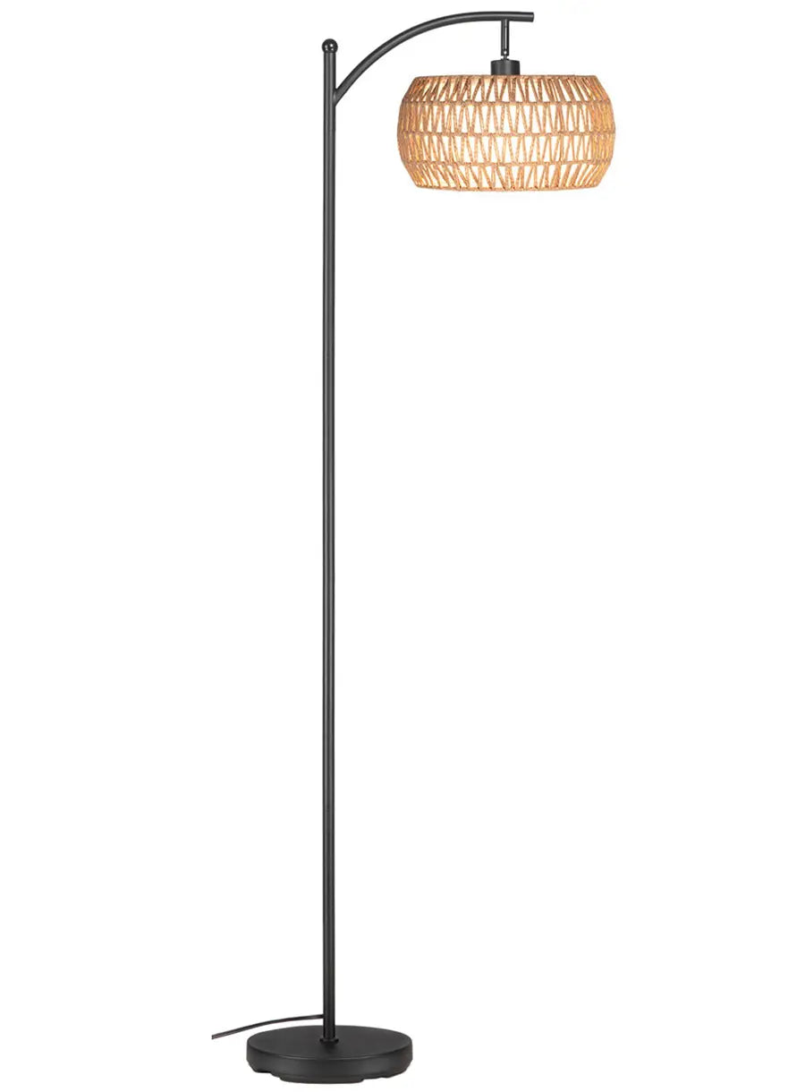 Oval Rattan Arc Standing Lamp