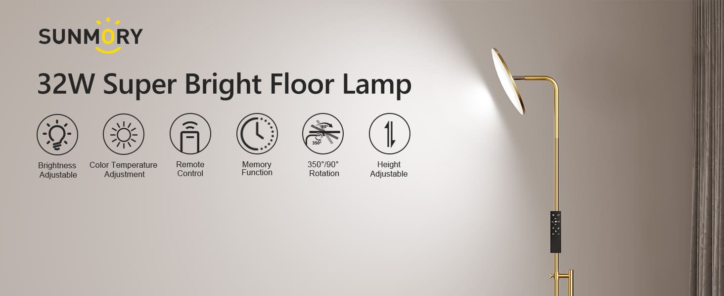 Roratable 32w super bright floor lamp with remote control