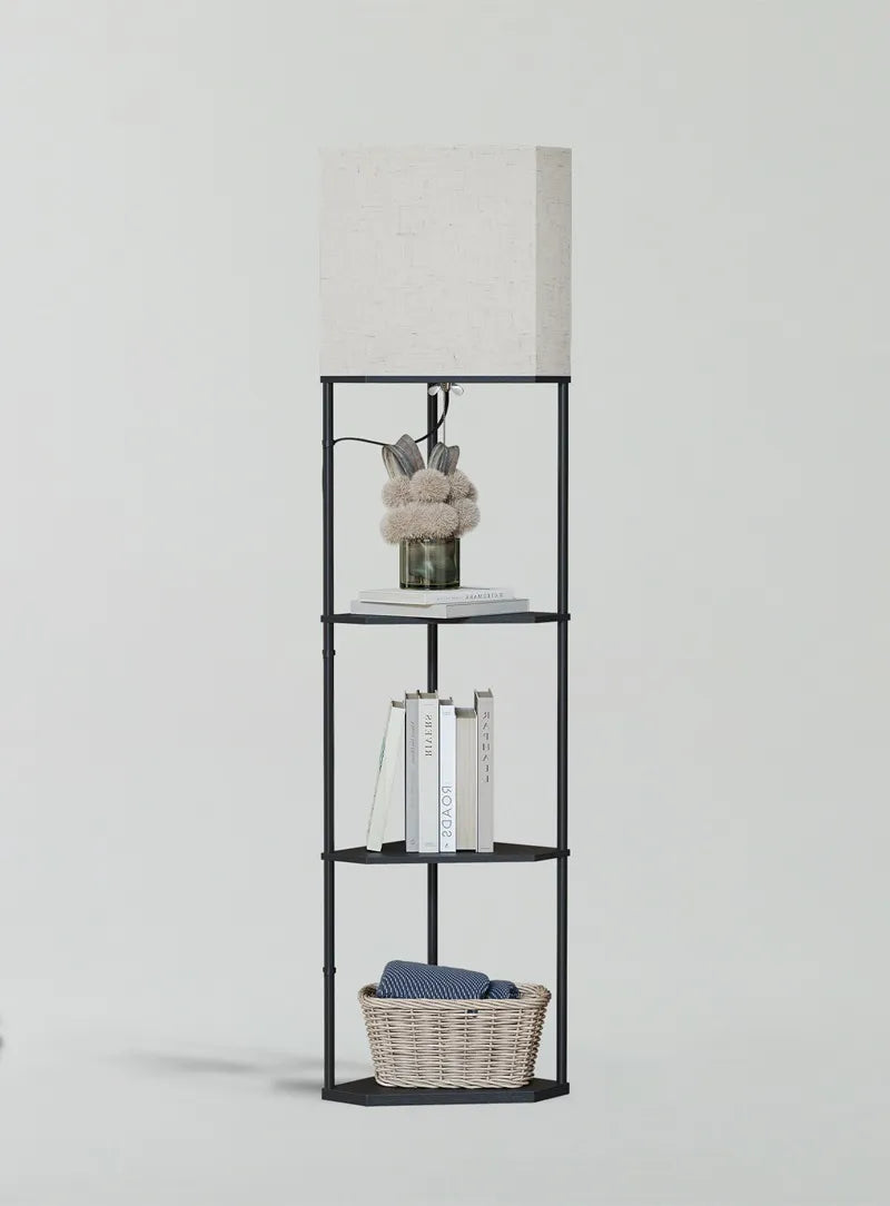 SUNMORY Sector Corner Shelf Lamp with Linen Shade