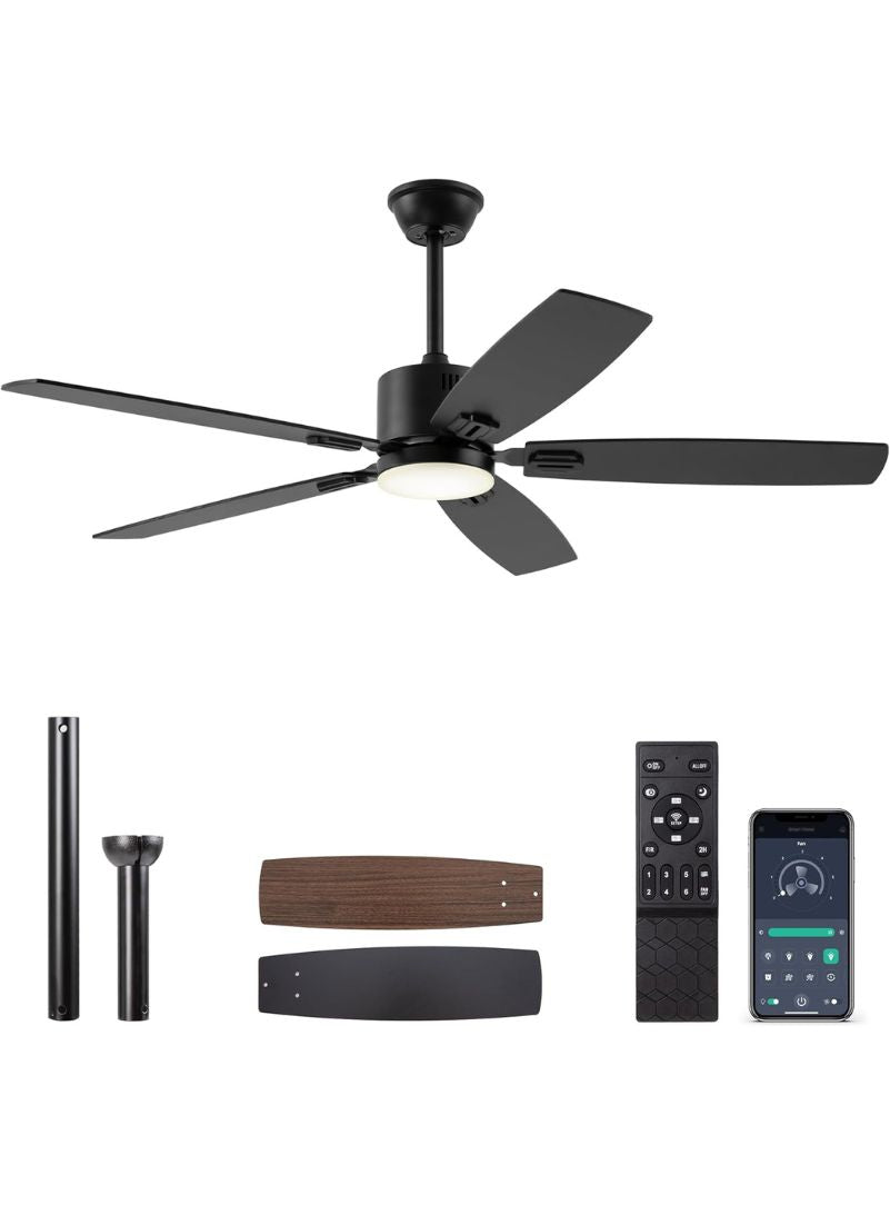 52"Ceiling Fan with APP and Remote |  Quiet DC Motor