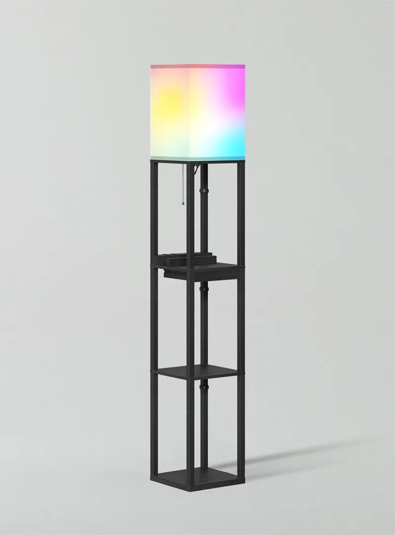 SUNMORY Wood Shelf Floor Lamp with APP Control & RGB Bulb