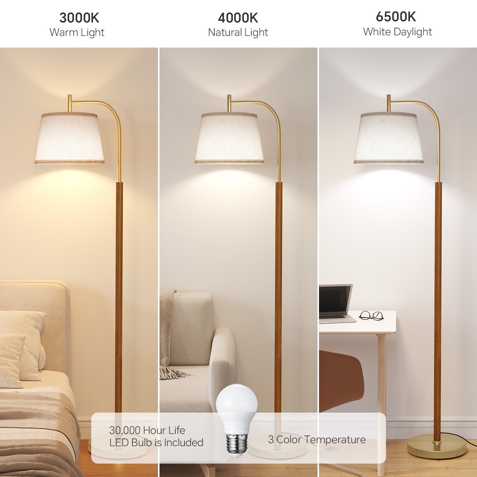 SUNMORY Wood Floor Lamp for Living Room