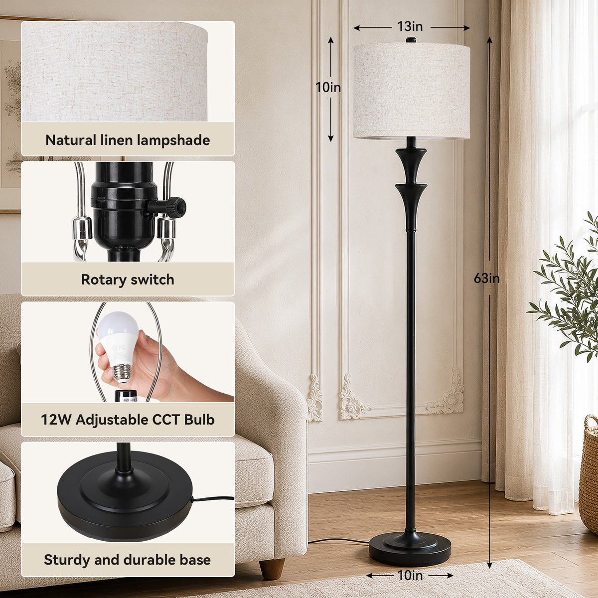 SUNMORY 63" Tall Standing Lamp