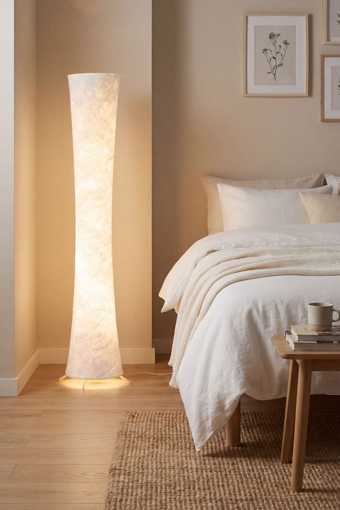 Visual display of the slim waist floor lamp showcasing the difference between the three conventional CCT modes and the dynamic RGB gradient light.