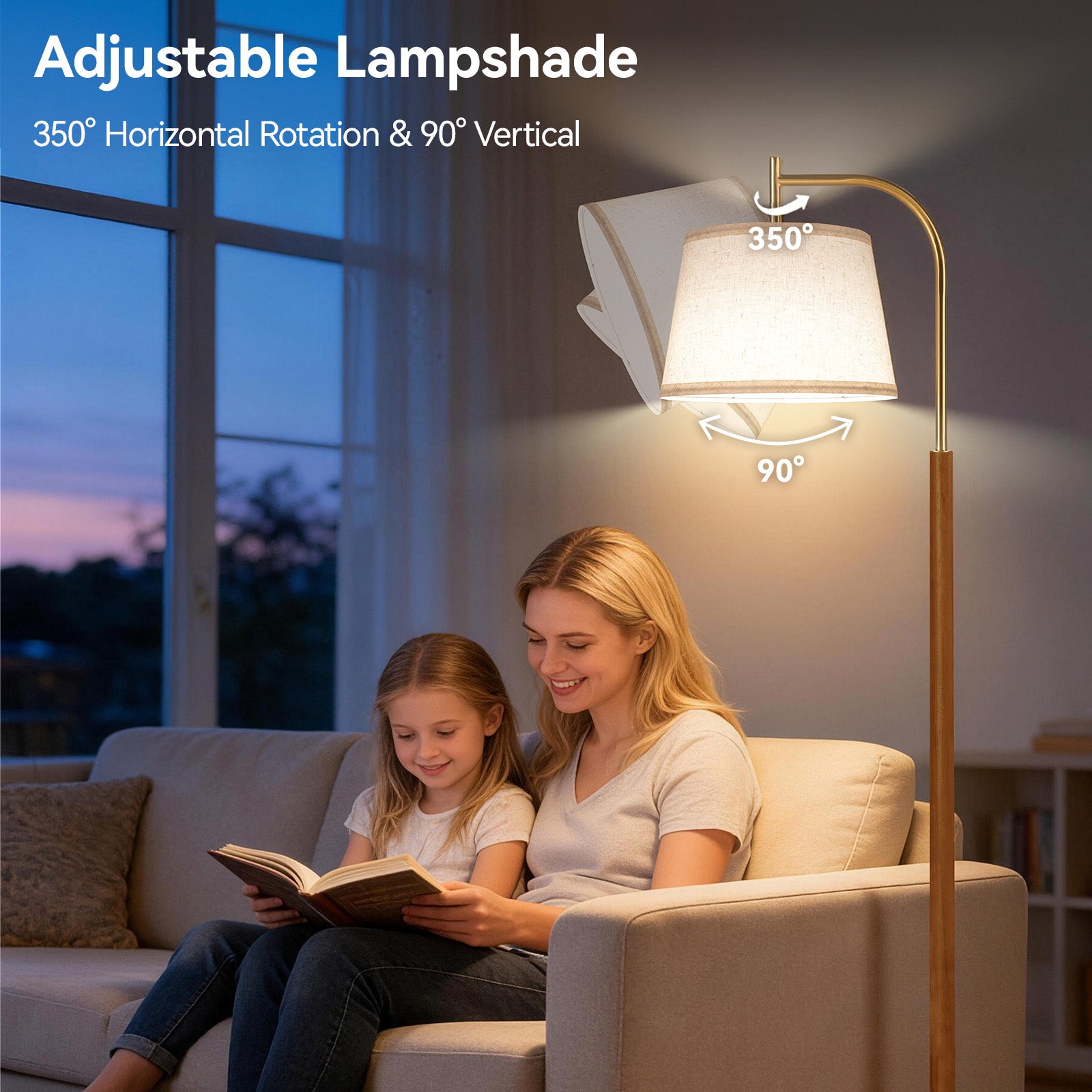 SUNMORY Wood Floor Lamp for Living Room