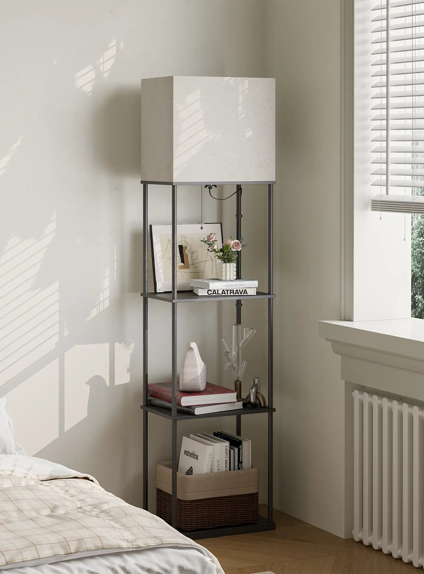 3 Tier Large Floor Lamp with Shelf
