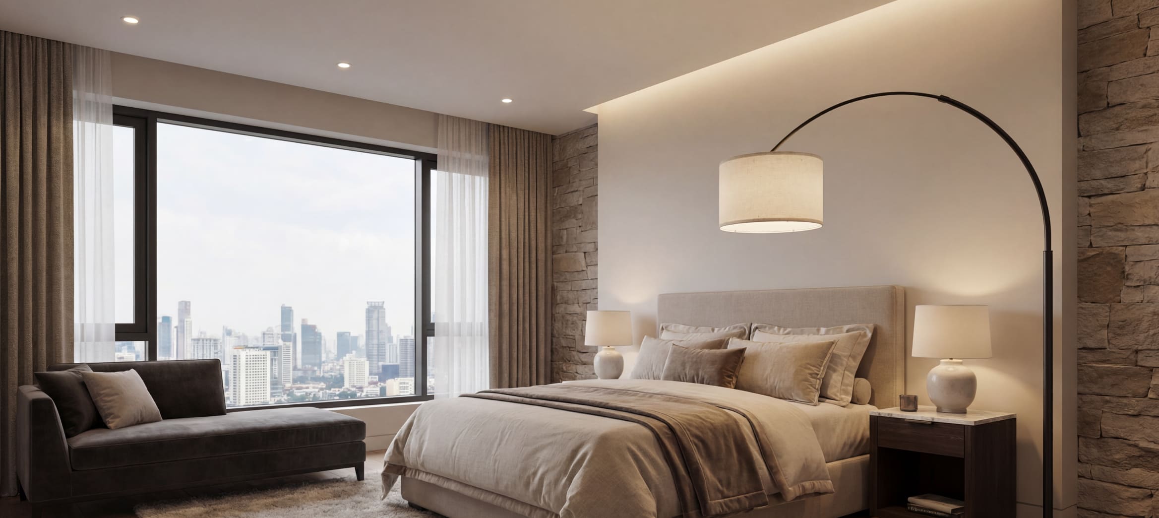 extra tall 82 inch arc floor lamp in living room