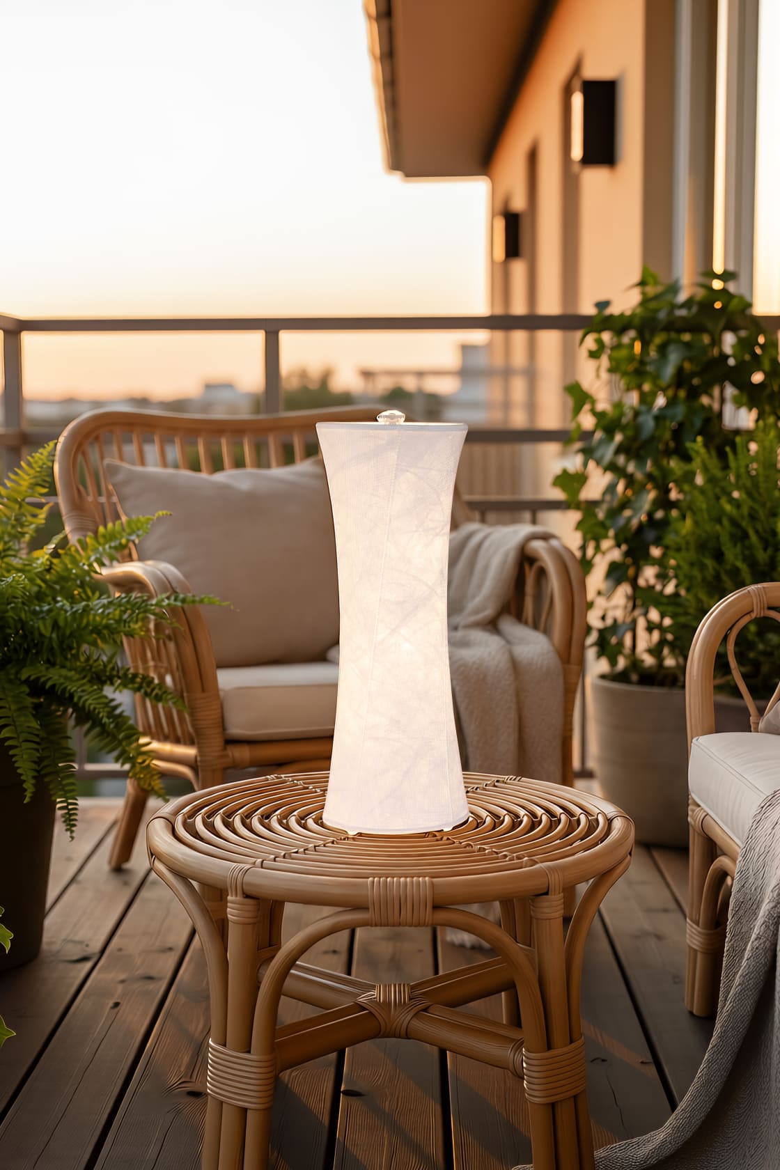 Close-up texture shot of the Dupont Tyvek paper lampshade and the elegant crystal top, highlighting the durable, tear-resistant, and premium material.